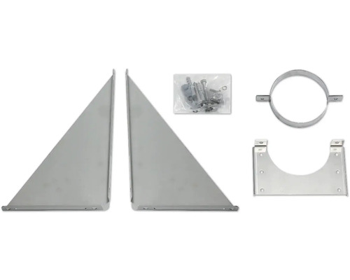 Montagezubehör für Markisen, inklusive Wandhalterungen, Rohrschellen und Schrauben