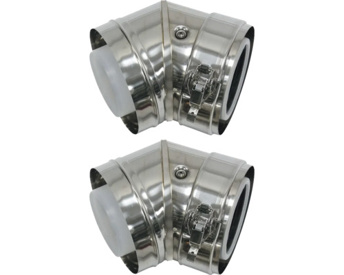 Zwei Ofenrohrbögen mit 45 Grad Winkel