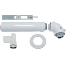 Abluftleitungssystem mit Rohren, Winkelstücken und Befestigungsmaterial