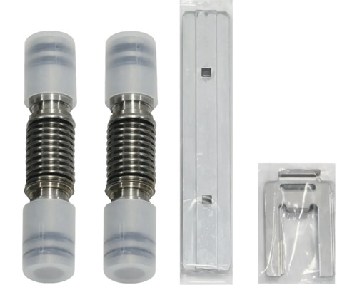 Set mit zwei Metallventilen und Zubehör in Verpackung