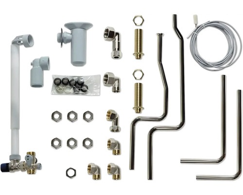 Vaillant Soeicher-Verrohrungssatz AP VIH R 120/6 120 mit TEC, inkl. Sicherheits-Gruppe bis 10 bar 0020183758 Abflussrohr-Set mit Siphon, Ablaufgarnitur und Anschlussmaterial