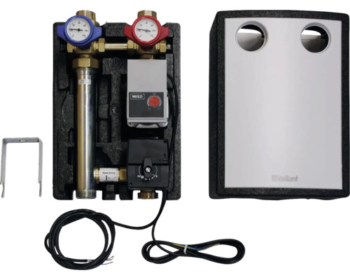 Heizkreisverteiler mit Pumpe, Messgeräten, Thermostat und Kabel