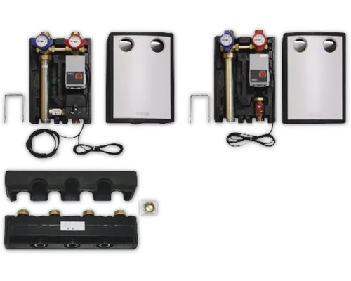 Fußbodenheizungsverteiler-Set mit Durchflussmengenmessern und Montagezubehör