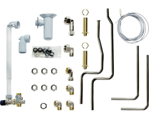 Vaillant Installations-Set Paket ecoTEC plus/exclusive VC Anschluss VIH R 120 0020219348 Spültischarmatur Installationsset mit verschiedenen Sanitärkomponenten wie Rohren, Ventilen und Anschlüssen