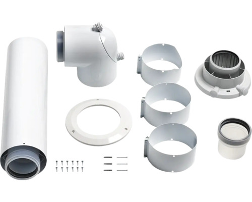 Vaillant Anschluss-Set DN80/125 mm PP für Überdruck-Abgassystem im Schacht 0020232147 Installationsset für Dunstabzugshaube mit Rohren, Schellen und Schrauben