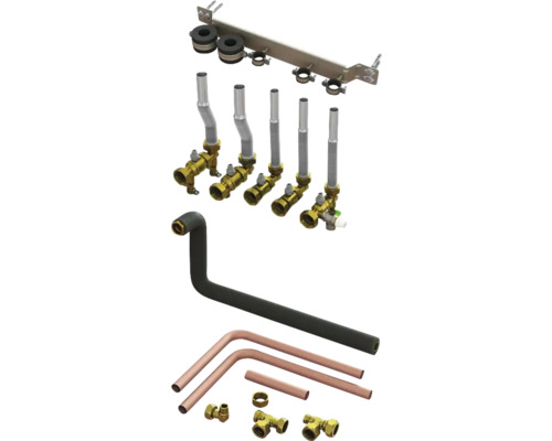 Vorwandelement mit Ventilen, Rohren und Befestigungsmaterial für Sanitärinstallationen