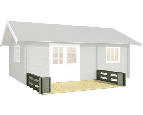 Gartenhaus mit Terrasse und Fenstern