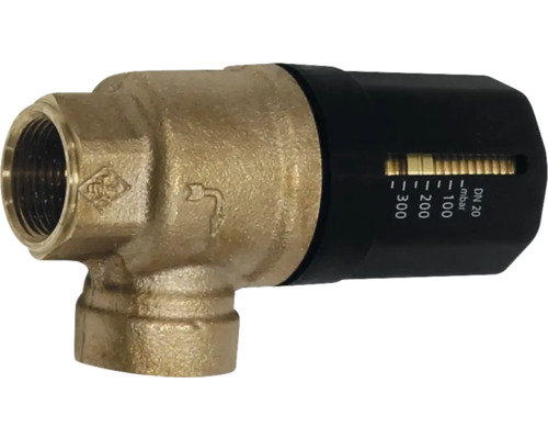 Druckminderer aus Messing mit schwarzem Einstellknopf und Druckanzeige