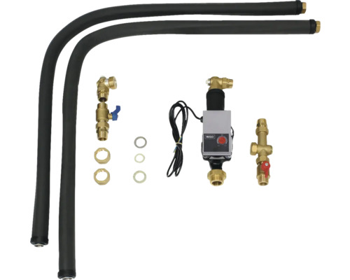 Heizkörperanschlussgarnitur mit Ventilen und Rohren