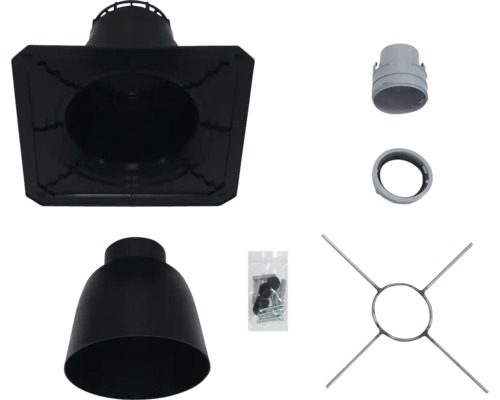 Schornstein Bausatz mit Rauchrohranschluss, Regenhaube und Montagematerial