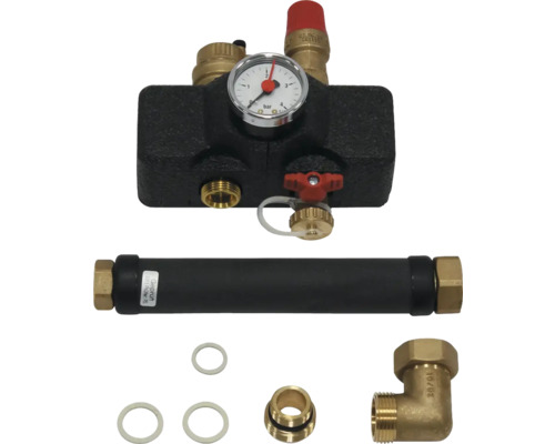 Heizkreisverteiler mit Manometer und Zubehör