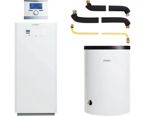 Vaillant Heizungsanlage mit Warmwasserspeicher und zugehörigen Komponenten