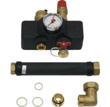 Heizungsverteilergruppe mit Manometer, Sicherheitsventil, Absperrventil und Zubehör