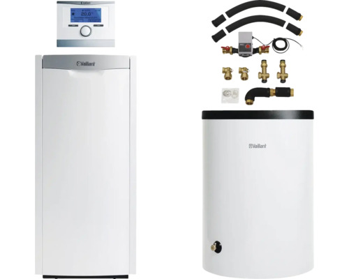 Vaillant Paket 3.38/7 Öl-Brennwertkessel icoVIT exclusiv VKO 256/3-7 17,2-25,3 kW, Warmwasserspeicher uniSTOR plus VIH R 200/6 B und witterungsgeführter Regelung multiMATIC VRC 700/6 0010029858 Vaillant Heizungsanlage mit Regler und Zubehör