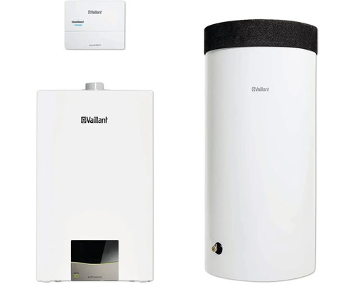 Vaillant Paket 1.182/2 Gas-Wandheizgerät ecoTEC exclusive VC 30 CS/1-7, Warmwasserspeicher uniSTOR exclusive VIH R 200/6 H und witterungsgeführter Regelung sensoDIRECT VRC 710 0010036242 Vaillant Heizungsanlage mit Warmwasserspeicher und Steuerung