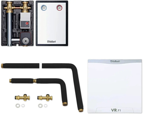 Vaillant Hydraulik Paket Erweiterung 6 VR71 Mischer- und Solarmodul 1" Rohrgruppen-Paket für Heizkessel 0010035449 Vaillant Heizkreisverteiler Set mit Pumpe, Thermostat und Montagezubehör