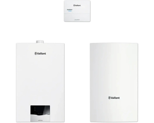Vaillant Paket 1.653/2 Gas-Wandheizgerät ecoTEC plus VC 15 CS/1-5, Warmwasserspeicher uniSTOR VIH Q 75/2 B und witterungsgeführter Regelung sensoDIRECT VRC 710 8000013883 Vaillant Heizungsanlage mit Regler