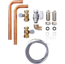 Installationselemente für Heizungssysteme, inklusive Rohre, Ventile und Anschlussstücke