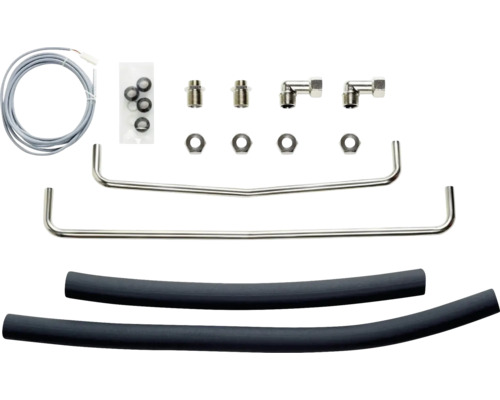 Heizungsanschluss-Set mit Kabel, Dichtungen, Adaptern, Muttern, Rohren und Schläuchen