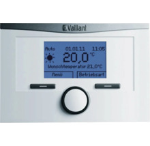Vaillant Logo, Display einer Heizungssteuerung mit Datumsanzeige