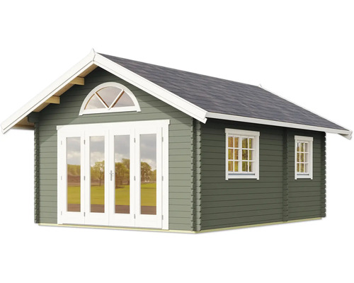 Holzgartenhaus mit Doppeltür und Fenstern