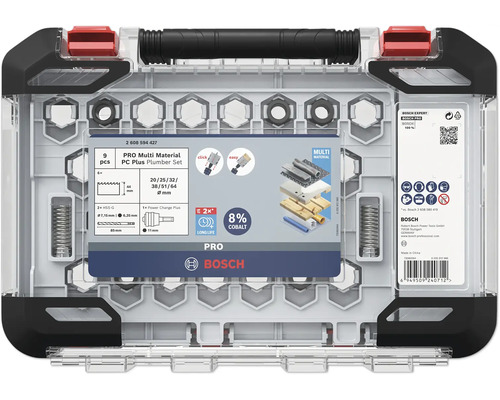 PC Plus Lochsägen-Set Bosch Pro Multi Material 20, 38, 64 mm 9 tlg. Bosch Pro Multi Material PC Plus Klempner Set, neun Teile