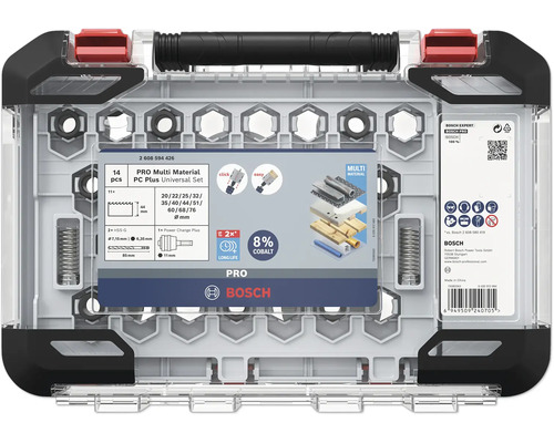 PC Plus Lochsägen-Set Bosch Pro Multi Material 20, 68, 76 mm 14 tlg. Bosch Pro Multi Material PC Plus Universal Set mit 14 Teilen im Koffer