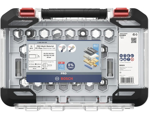 Bosch Pro Multi Material PC Plus Elektriker-Set im transparenten Aufbewahrungskoffer