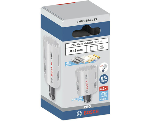 Bosch Pro Multimaterial Lochsäge mit 43 Millimeter Durchmesser in Produktverpackung