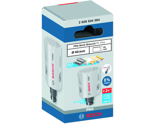 Bosch Pro Multi Material PC Plus Lochsäge, Durchmesser 44 Millimeter, Verpackung