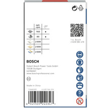 Verpackungsrückseite von Bosch Sägeblättern mit Informationen zu Drehzahlen, Recyclinghinweisen, QR-Code, Herstellerinformationen und Sicherheitshinweisen