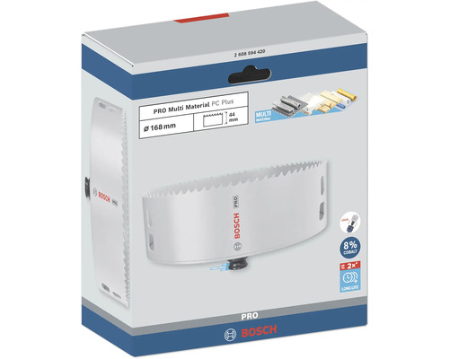 Bosch Pro Multi Material PC Plus Lochsäge mit einem Durchmesser von 168 Millimetern in Verpackung