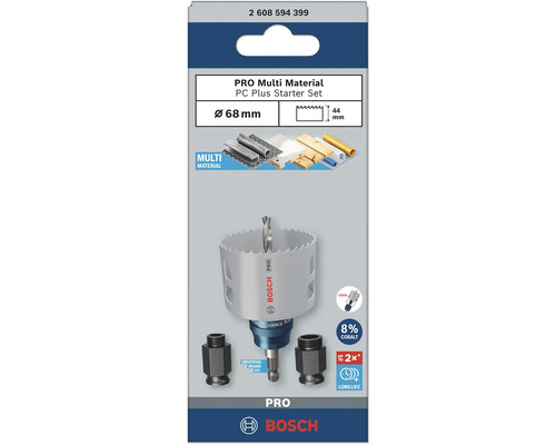 Bosch Pro Multi Material Lochsäge PC Plus Starter Set, Durchmesser 68 Millimeter