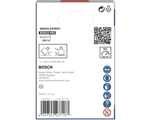 Bosch Expert Produktverpackung mit Produktdetails und Sicherheitshinweisen