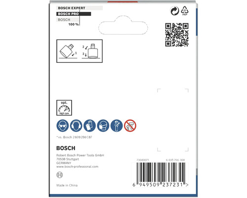 Bosch Professional Verpackung mit Gebrauchs- und Sicherheitshinweisen, sowie Produktdetails.