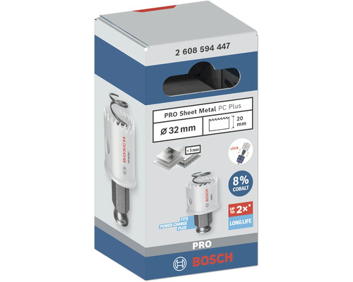 Bosch Pro Sheet Metal PC Plus Lochsäge mit 32 Millimeter Durchmesser in Verpackung