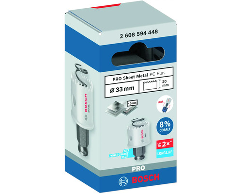 Bosch Pro Sheet Metal PC Plus Lochsäge, Durchmesser 33 Millimeter, Verpackung