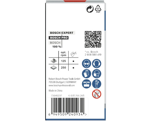 Bosch Expert Verpackung mit Sicherheitsymbolen und Barcode