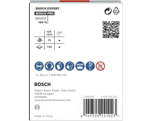Bosch Expert Produktdetails mit Sicherheitshinweisen und Recyclinghinweisen