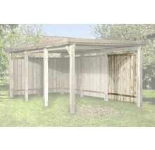 Holzunterstand mit Seitenwand und Tür im Garten