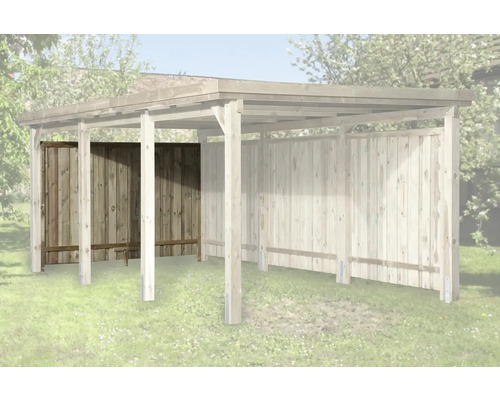 Holzcarport mit seitlichen Holzwänden für den Außenbereich
