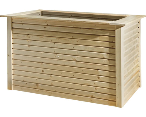 Blumenkasten aus Holz mit horizontaler Bretterstruktur