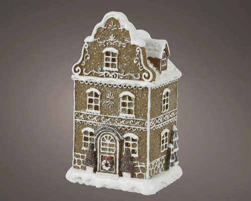 Weihnachtsdekoration Lebkuchenhaus Porzellan 12 x 10 x 20,5 cm Lebkuchenhaus Dekoration mit Beleuchtung