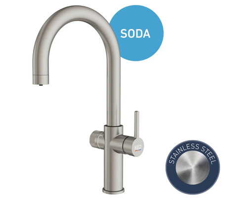 KEO Küchenarmatur aus Edelstahl mit Soda Funktion