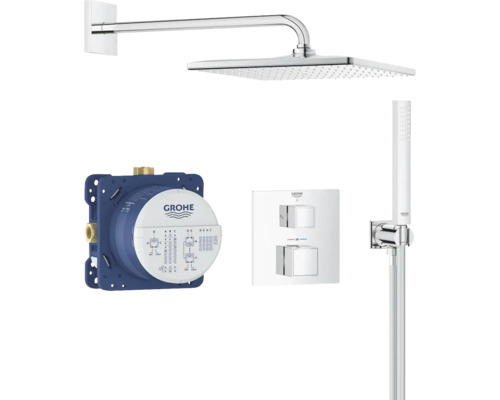 Grohe Duschsystem mit Kopfbrause, Handbrause, Thermostat und Unterputzkörper
