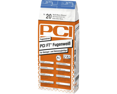 PCI Fugenweiß Fugenmörtel für Steinzeug und Steingutbeläge im 5 Kilogramm Sack