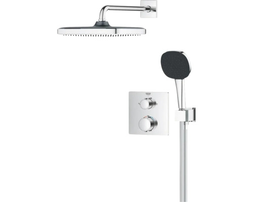 Duschsystem mit Kopfbrause, Handbrause und Thermostatbatterie