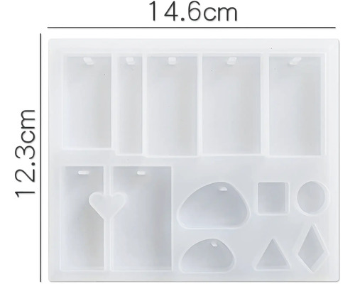 Silikonform mit rechteckigen und geometrischen Formen, Größe 14,6 mal 12,3 Zentimeter