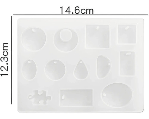 Silikonform für Schmuckherstellung mit verschiedenen Formen und Größen, 14,6 cm x 12,3 cm