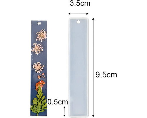 Lesezeichenform aus Silikon mit Maßen